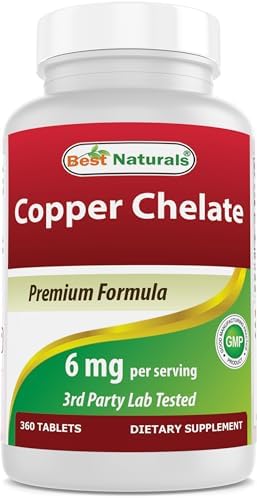 Best Naturals Copper Chelate 6 mg per Serving (Порция)- 360 Tablets (Таблетки) Best Naturals