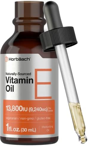 Horbäach Vitamin E Oil | 13,800IU | 1oz | Vegetarian, Non-GMO, and Gluten Free Formula | Naturally Sourced Liquid Supplement Horbäach