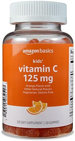 Amazon Basics Kids' Vitamin C 125mg Gummies, Orange, 60 Count, Immune Health, 2 Month Supply (Previously Solimo) Amazon Basics