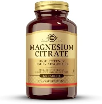 Solgar Magnesium Citrate, 120 Tablets - Promotes Healthy Bones - Supports Nerve & Muscle Function - Non GMO, Vegan, Gluten Free, Dairy Free, Kosher - 60 Servings Solgar