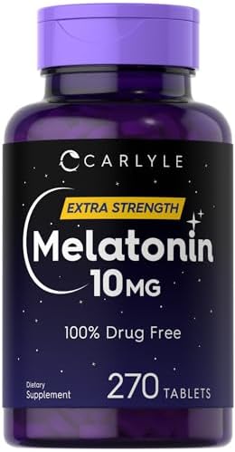 Carlyle Melatonin 10mg | 270 Tablets (Таблетки) | Supplement | Drug Free Aid for Adults | Vegetarian, Non-GMO, Gluten Free Carlyle