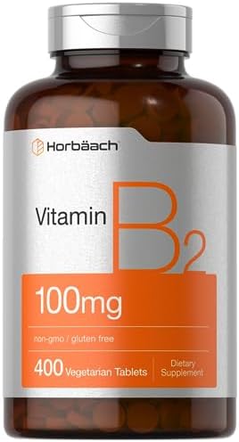 Horbäach Vitamin B-2 100mg | 180 Capsules | Non-GMO & Gluten Free Supplement | Vitamin B2 Riboflavin Horbäach