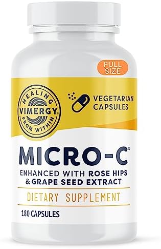 Vimergy Micro-C® Capsules (Капсулы), 180 Servings (Порции) – 500mg All-Natural Buffered Vitamin C with Rose HIPS, Rutin, Grape Seed & Acerola Fruit Extract – Antioxidant - Supports a Healthy Immune System & Skin Health Vimergy