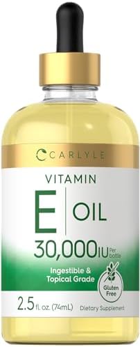 Carlyle Vitamin E Oil | 30,000 IU | 2.5 fl oz (Жидкие унции) | Ingestible & Topical Grade | Moisturizing for Skin | Vegetarian, Non-GMO, Gluten Free Supplement Carlyle