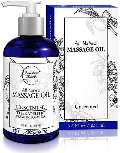 Unscented Massage Oil for Massage Therapy – 100% Natural Body Massage Oil with Sweet Almond, Grapeseed & Jojoba Oil for Premium Glide – Pure Carrier Oil Blend for Aromatherapy – Brookethorne Naturals Brookethorne Naturals