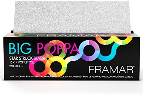 Framar Big Poppa Star Struck Silver Pop Up Hair Foil, Aluminum Foil Sheets, Hair Foils For Highlighting - 250 Foil Sheets – 10x14 inches FRAMAR