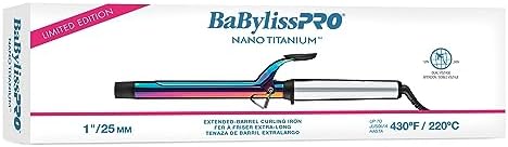 BabylissPRO Nano Titanium Professional Curling Iron with Extended Barrel Perfect for Longer Hair Babylisspro