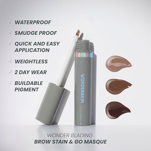 Wonderskin Eyebrow Tint - Wonder Blading Brow Stain & Go Masque, Long Lasting Brow Tint, Transfer Proof and Smudge Proof Eyebrow Stain (Blonde) Wonderskin