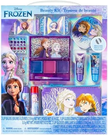 Набор косметических средств Disney Frozen для девочек: блестящие заколки, блеск для губ и наклейки для ногтей, 9 предметов Townley Girl