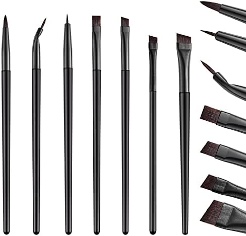 7 Pieces Eyeliner Brushes Set, Gel (Гель) Liquid (Жидкость) Eyeliner, Slanted Eyebrow Brushes, Fine Bent Eyeliner Brush, Eyeshadow Brush Set for Precise Make Up Application Patelai