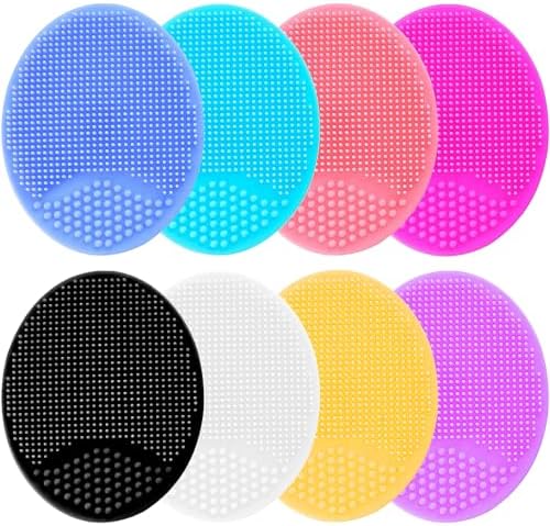 Face Scrubber, Silicone Face Scrubber, Soft Silicone Facial Cleansing Brush Face Exfoliator Blackhead Acne Pore Pad Cradle Cap Face Wash Brush for Deep Cleaning Skin Care 8 Pack Mr Lion