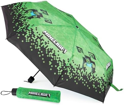 Minecraft Stick Umbrella for Kids, Clear Dome with J-Shaped Handle - Boys Gifts Minecraft