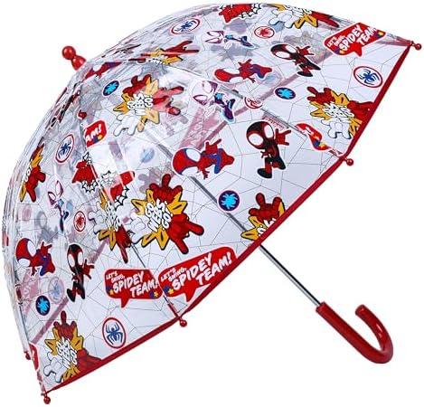 Marvel Little Kids Umbrella - Spidey and His Amazing Friends Toddler Umbrella with Hook Handle - Cartoon Superhero Sun/Rain Dome Umbrella for Kids Marvel