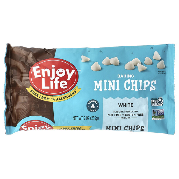 Baking Mini Chips, White, 9 oz (Унции) (255 g) Enjoy Life