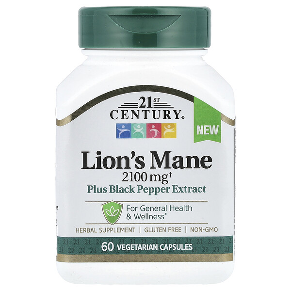 Lion's Mane, 2,100 mg, 60 Vegetarian Capsules (Вегетарианские капсулы) 21st Century