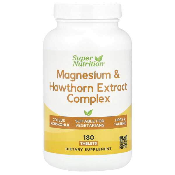 Magnesium & Hawthorn Extract Complex, 180 Tablets (Таблетки) Super Nutrition