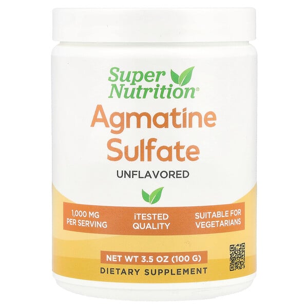 Agmatine Sulfate, Unflavored (Без вкуса), 3.5 oz (Унции) (100 g) Super Nutrition