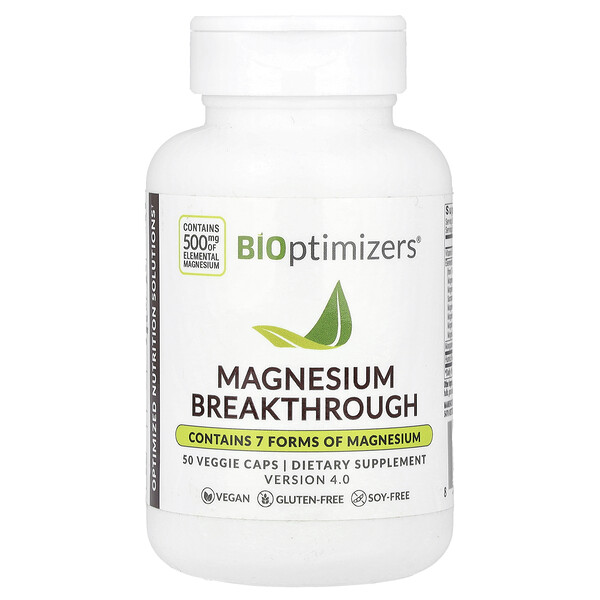 Magnesium Breakthrough, 500 mg, 50 Veggie Caps (Вегетарианские капсулы) (250 mg per Cap) BIOptimizers