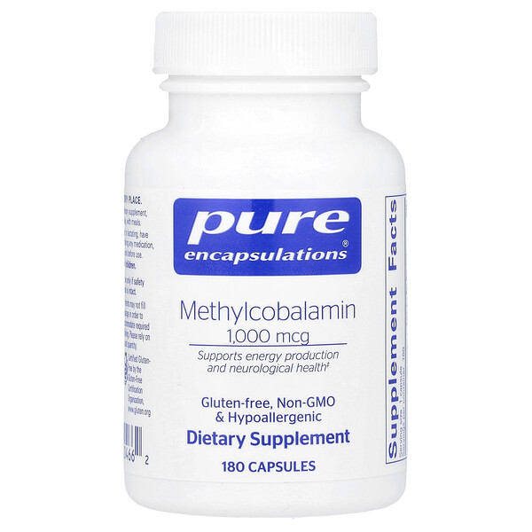 Methylcobalamin, 1,000 mcg, 180 Capsules (Капсулы) Pure Encapsulations