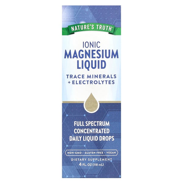 Ionic Magnesium Liquid (Жидкость), Unflavored (Без вкуса), 4 fl oz (Жидкие унции) (118 ml) Nature's Truth