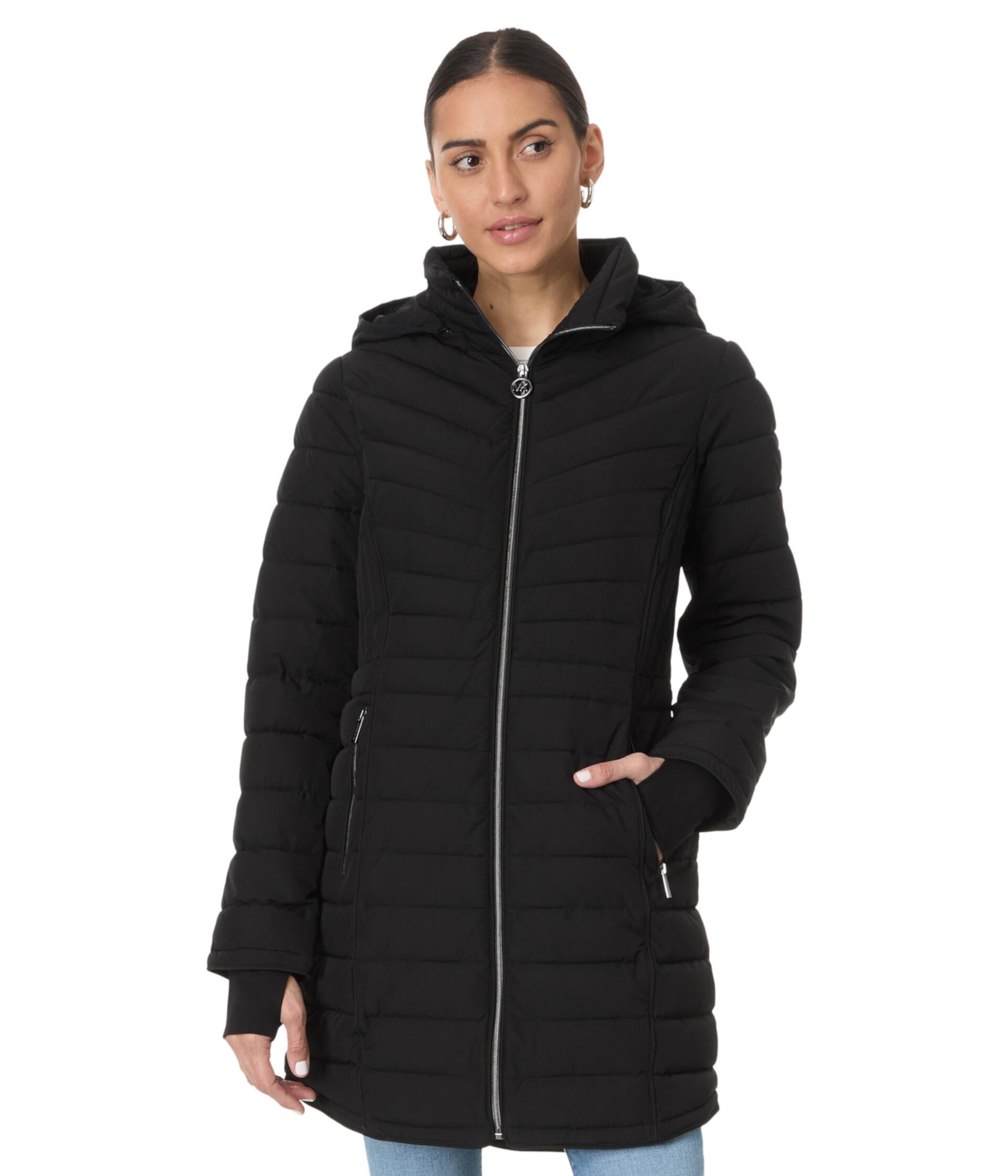 Женский Пуховик MICHAEL Michael Kors Mid Length Zip Front Packable M425528BZ MICHAEL Michael Kors