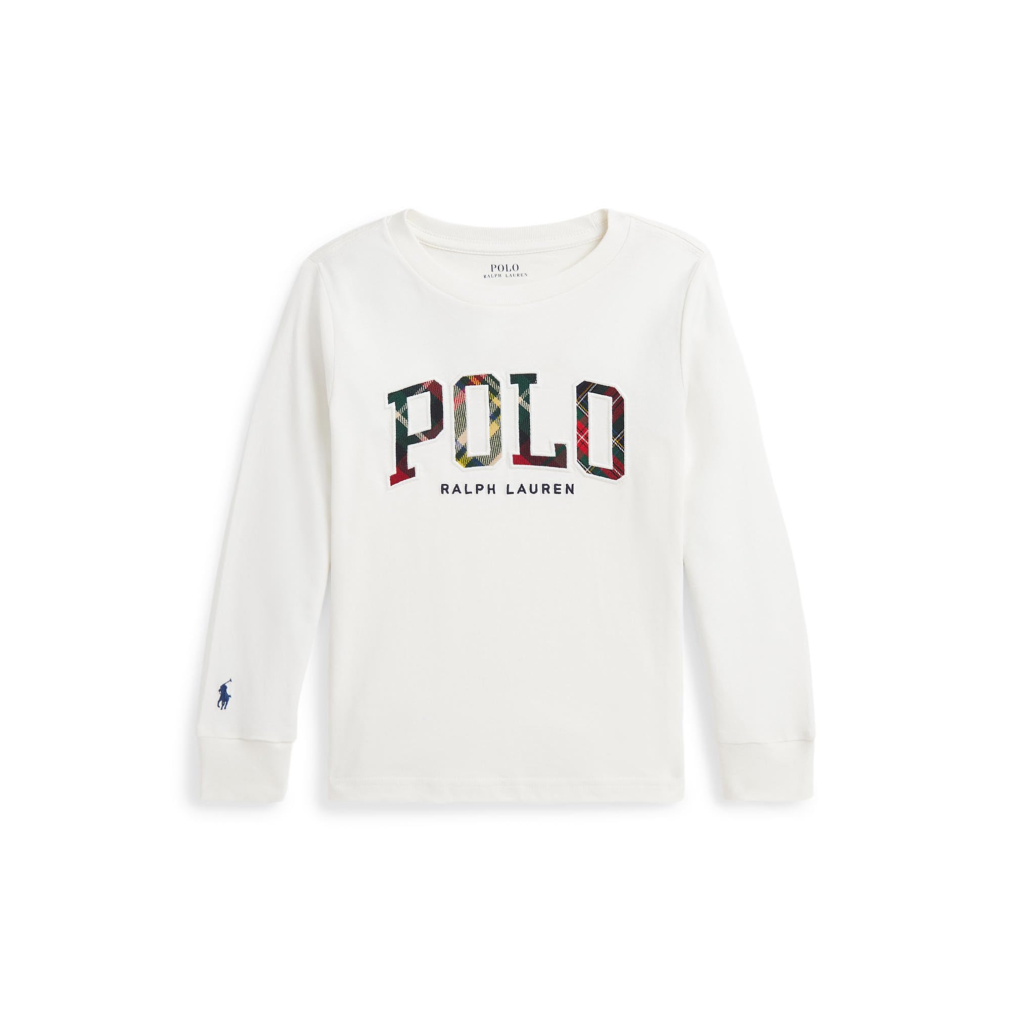 Детская Футболка Polo Ralph Lauren Plaid-Logo Cotton Jersey Long Sleeve Tee Polo Ralph Lauren