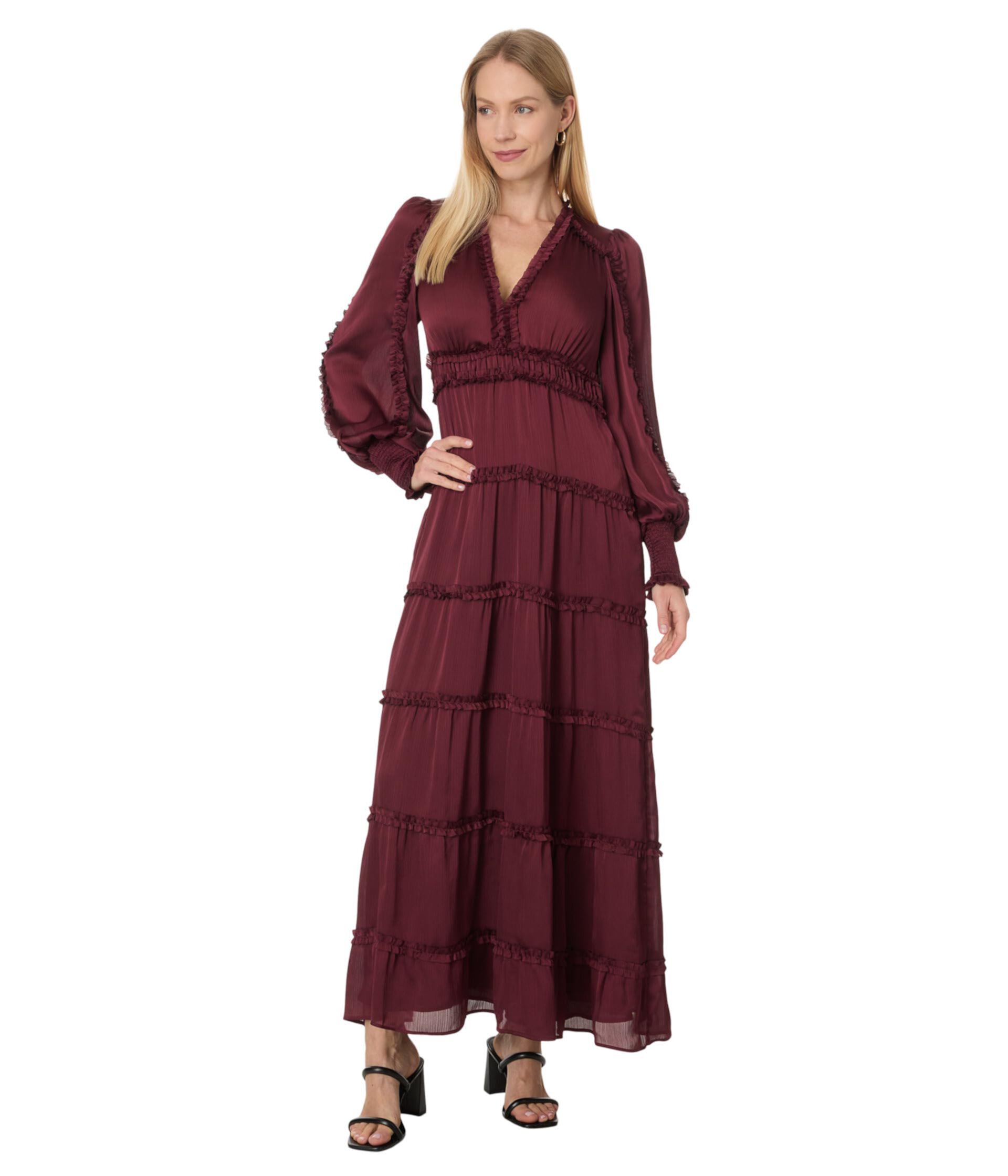 Plisse Ruffle Maxi Dress CeCe