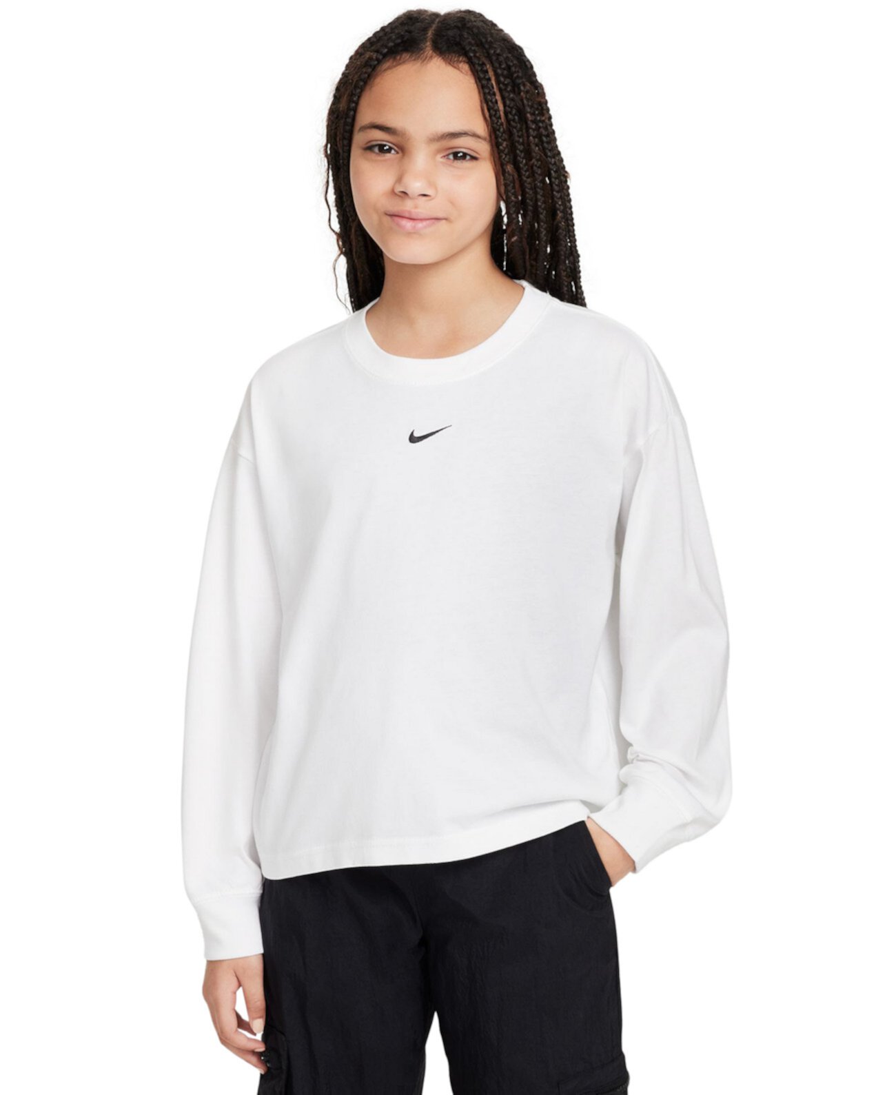 Детская Футболка Nike Big Girls Sportswear Essential Long-Sleeve Nike