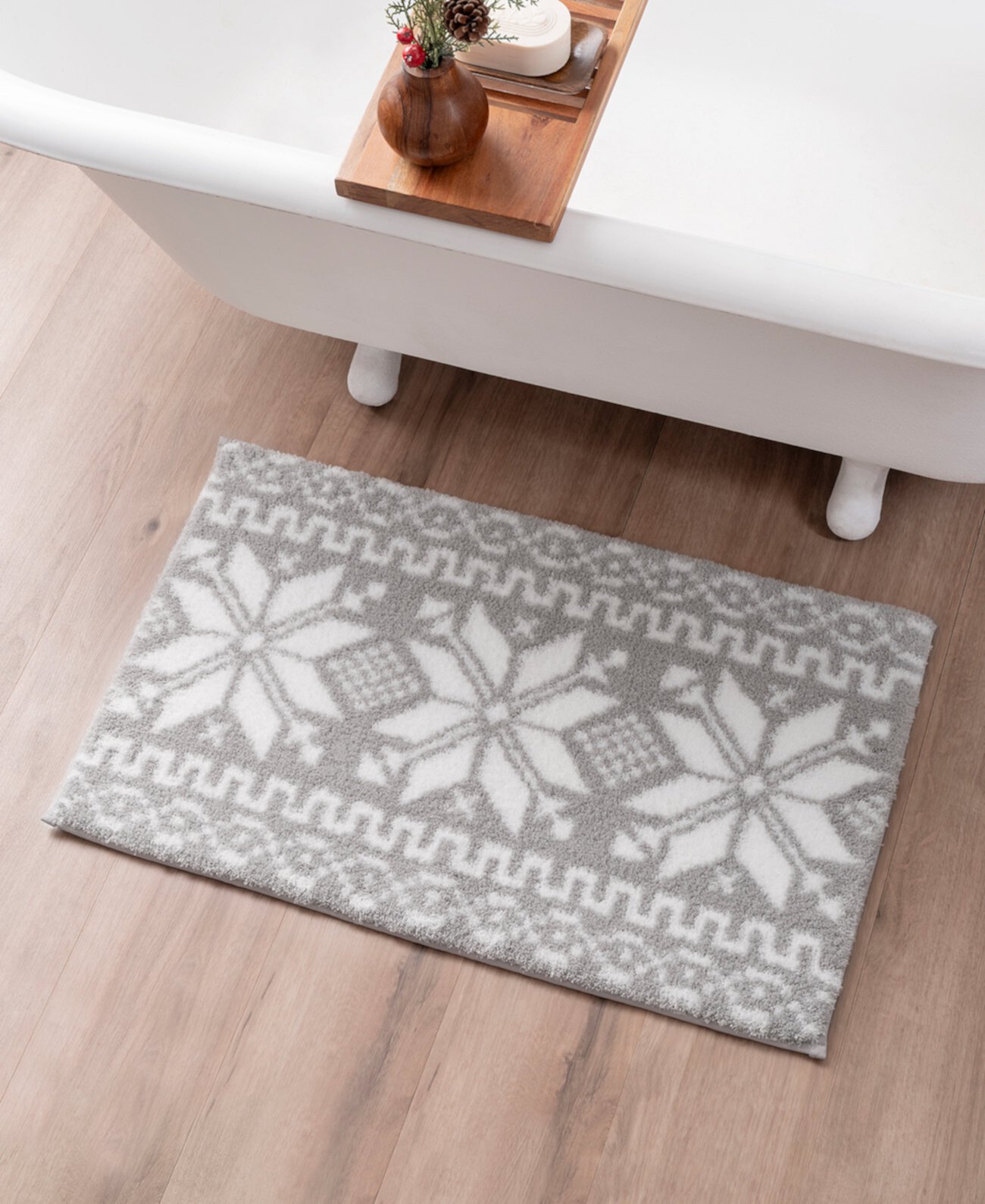 Snowflake Fair Isle Bath Rug, 20" x 32", Created for Macy's Martha Stewart