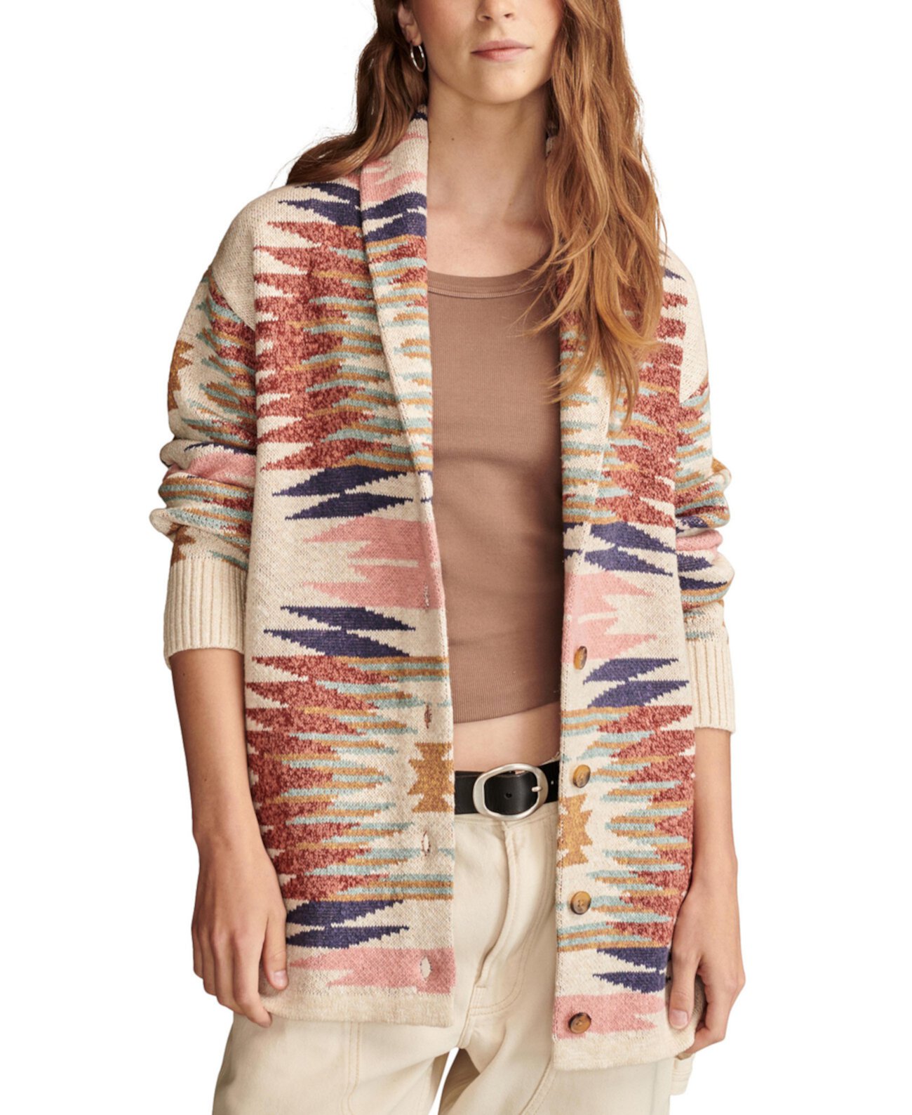 Women's Southwestern Printed Button-Front Cardigan Lucky Brand