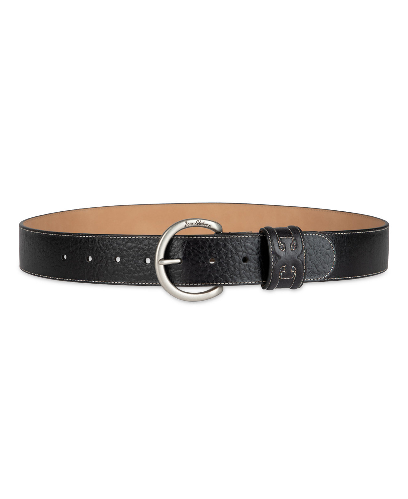 Women's Glossy Pebble Grain Textured Leather Belt Sam Edelman