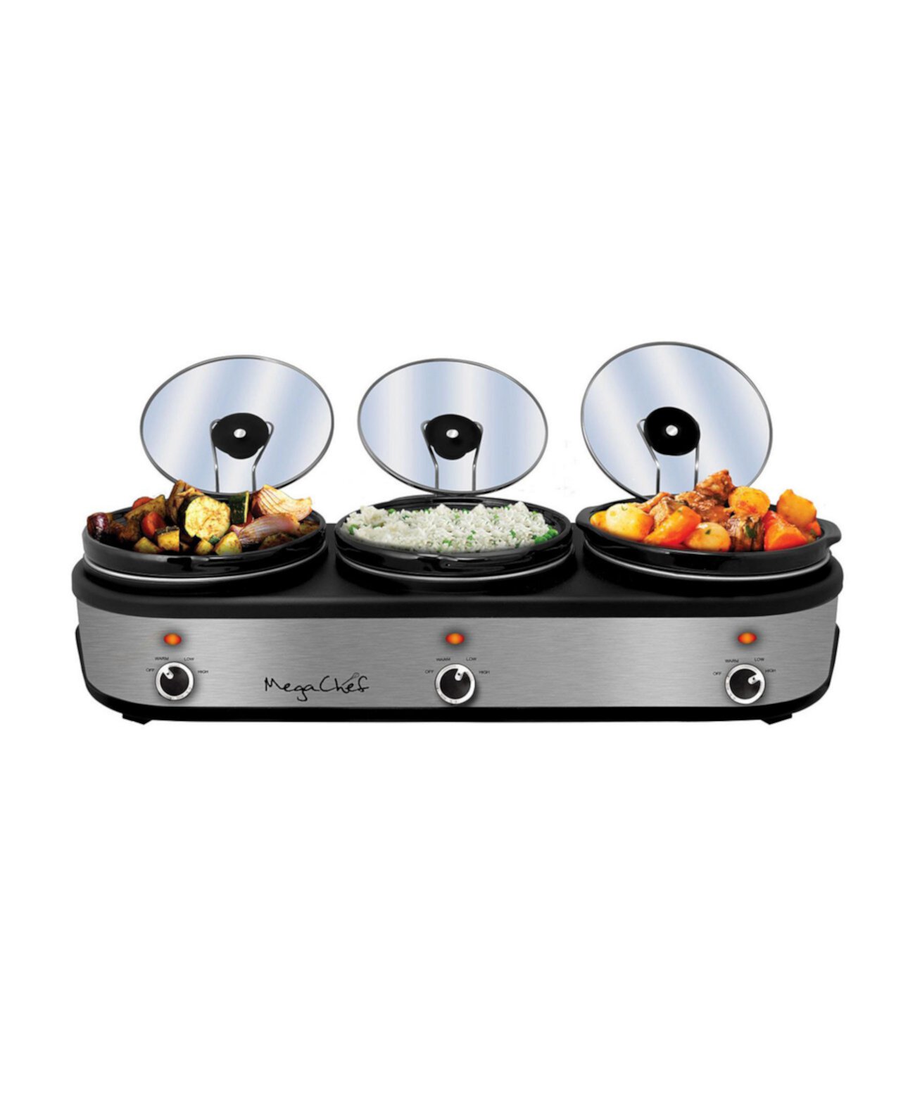 Triple 2.5 Quart Slow Cooker and Buffet Server MegaChef