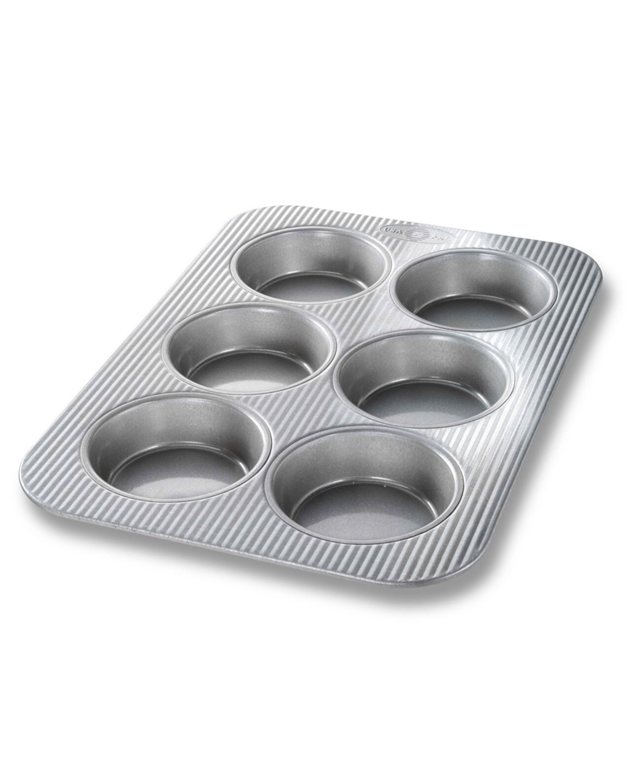 Non-Stick Aluminum 6-Well 15" x 11" Mini Round Cake Pan Usa