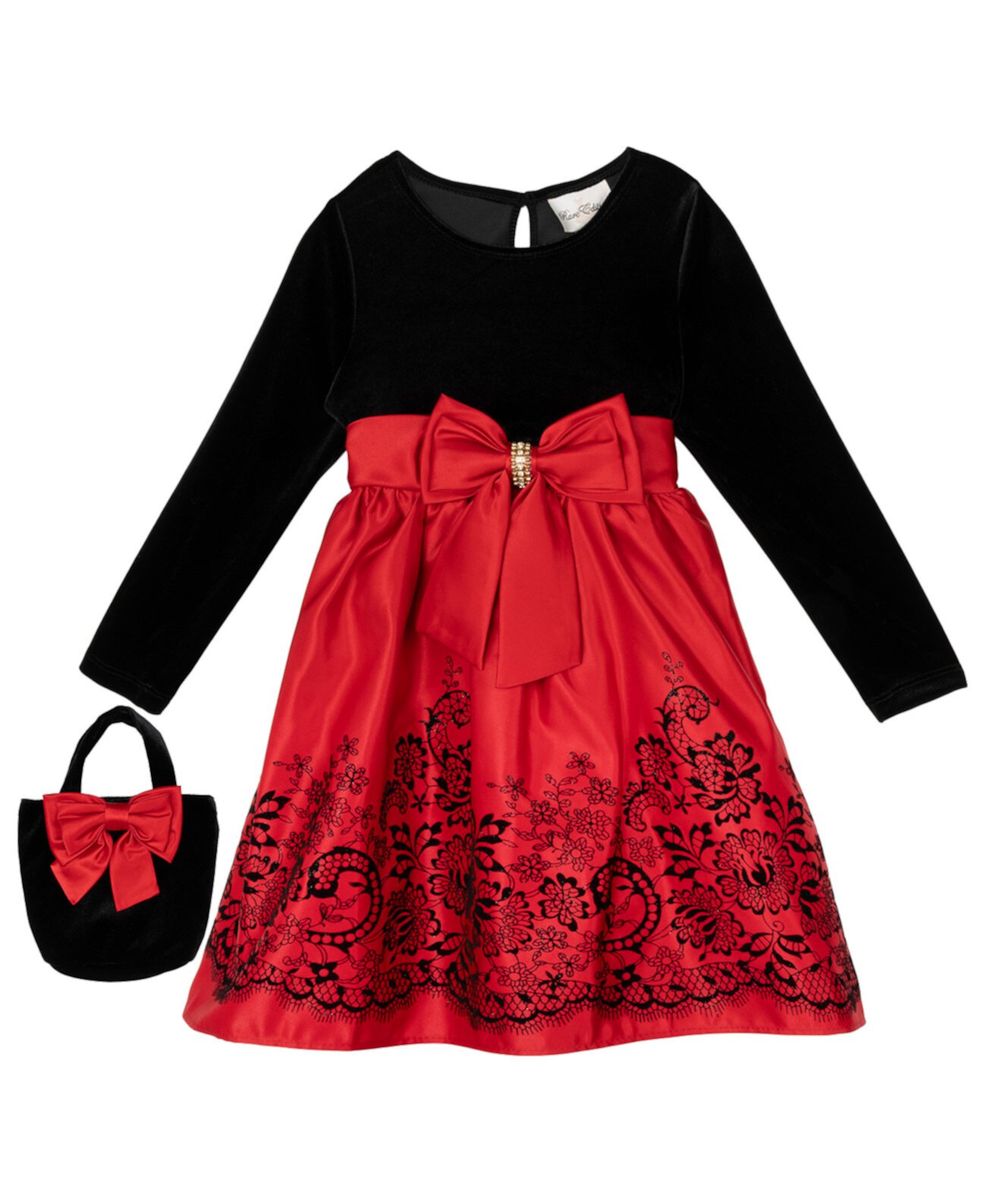 Детский Сарафан Rare Editions Little Girl Flocked Satin Social Dress, 2-Piece Set Rare Editions