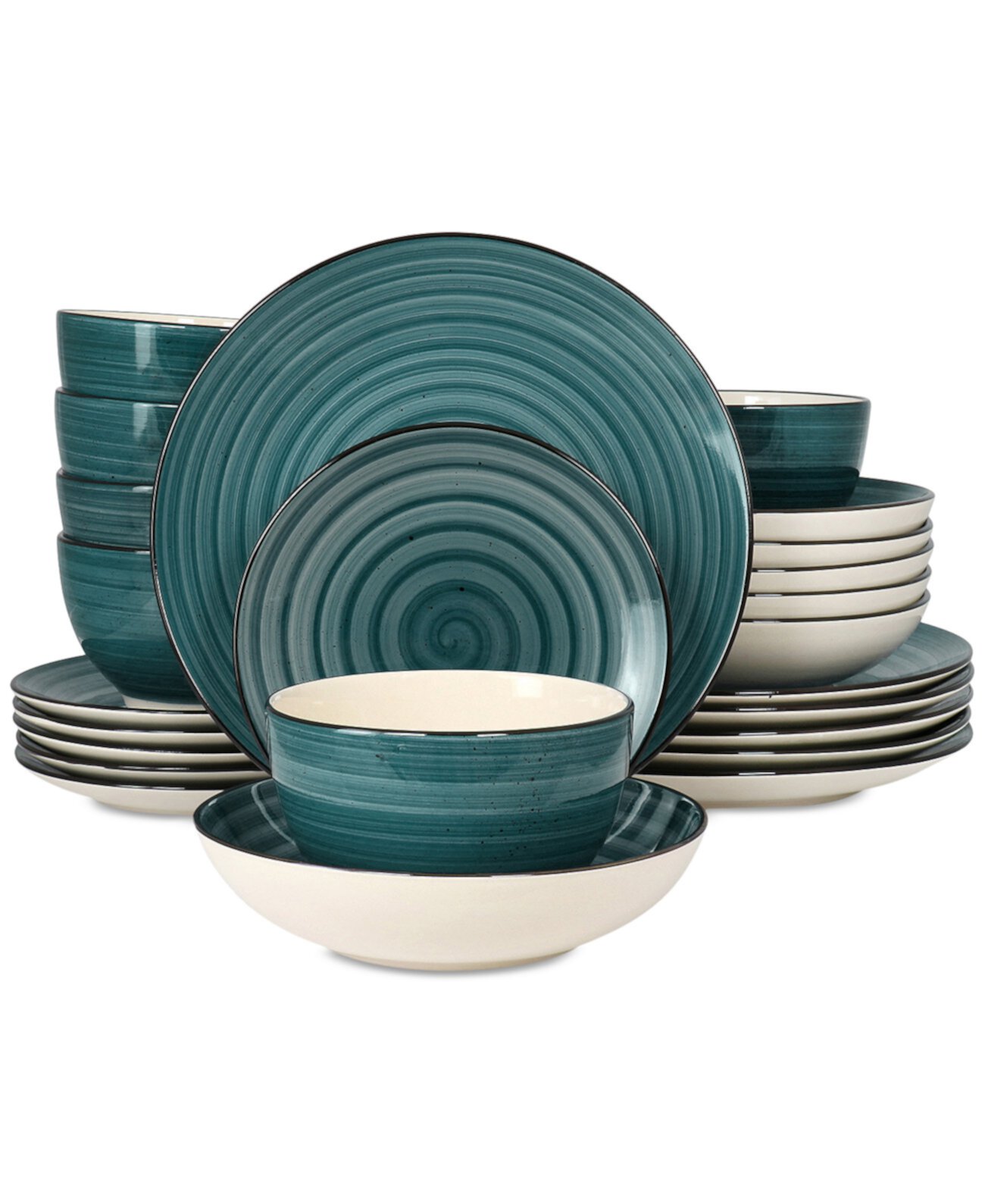 Stoneware 24 Pc. Dinnerware Set, Service for 6 Elama