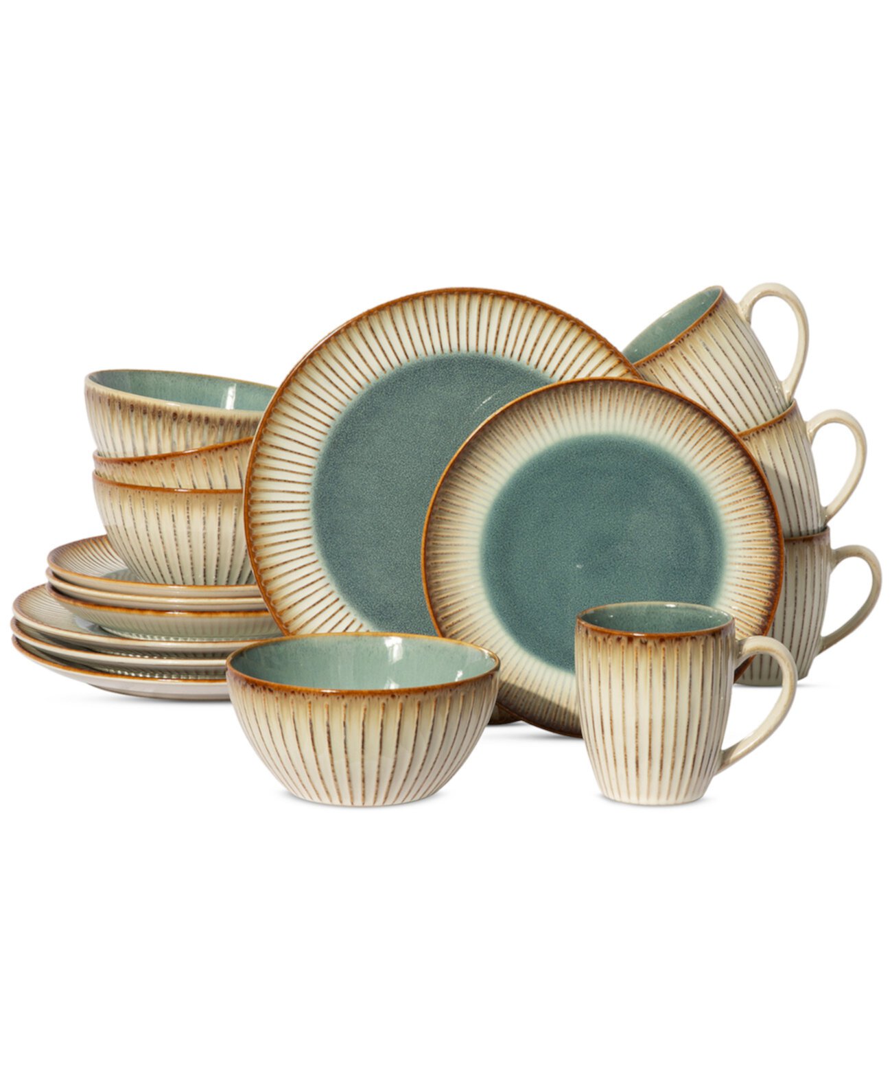 Louann Round Textured 16 Pc. Dinnerware Set, Service for 4 Elama