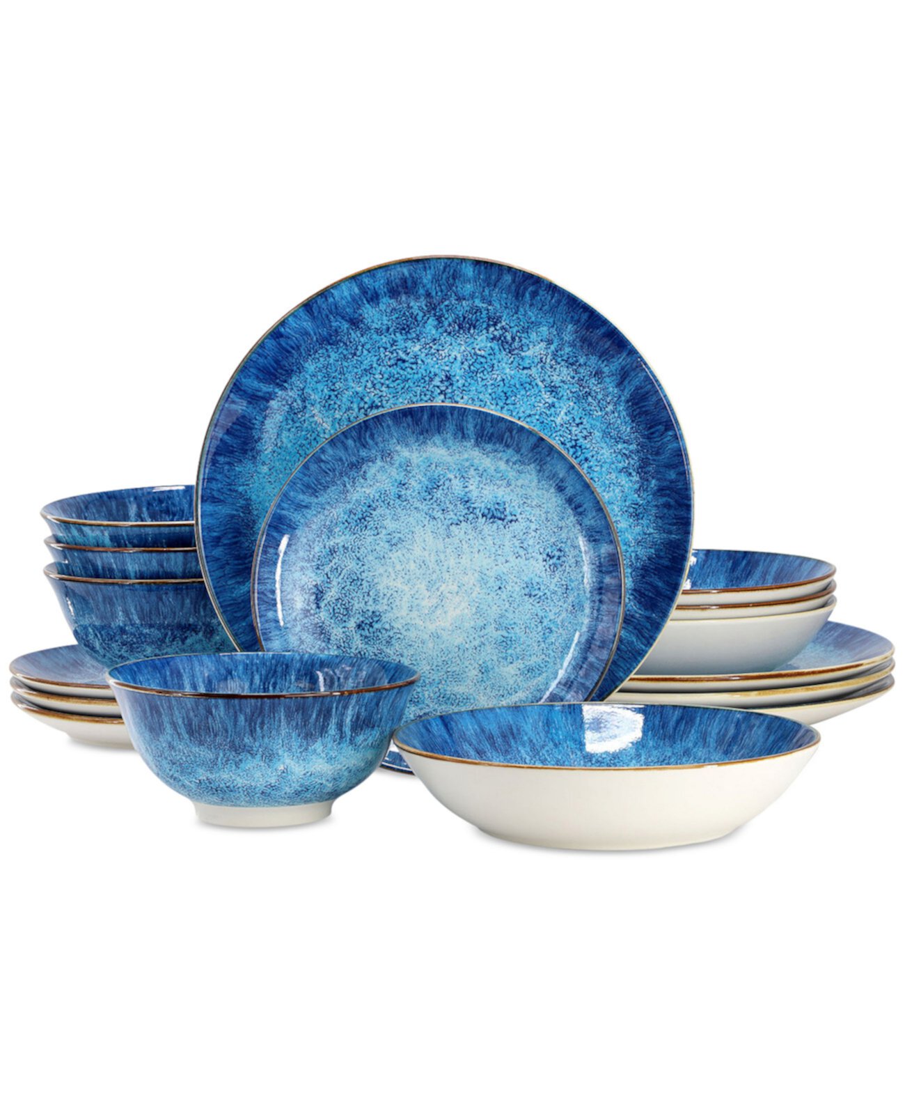 Double Bowl 16 Pc. Dinnerware Set, Service for 4 Elama