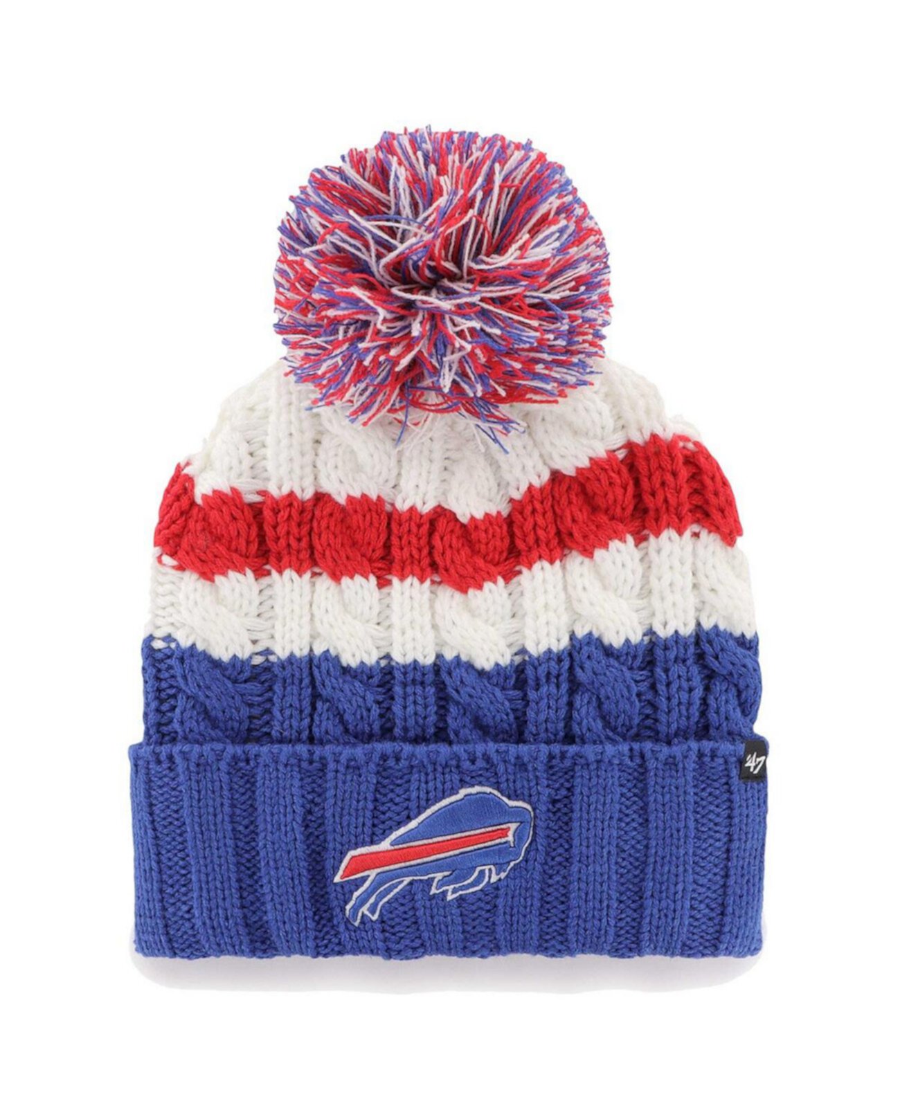 Женская белая вязаная шапка с помпоном Buffalo Bills Ashfield, 100% акрил '47 Brand