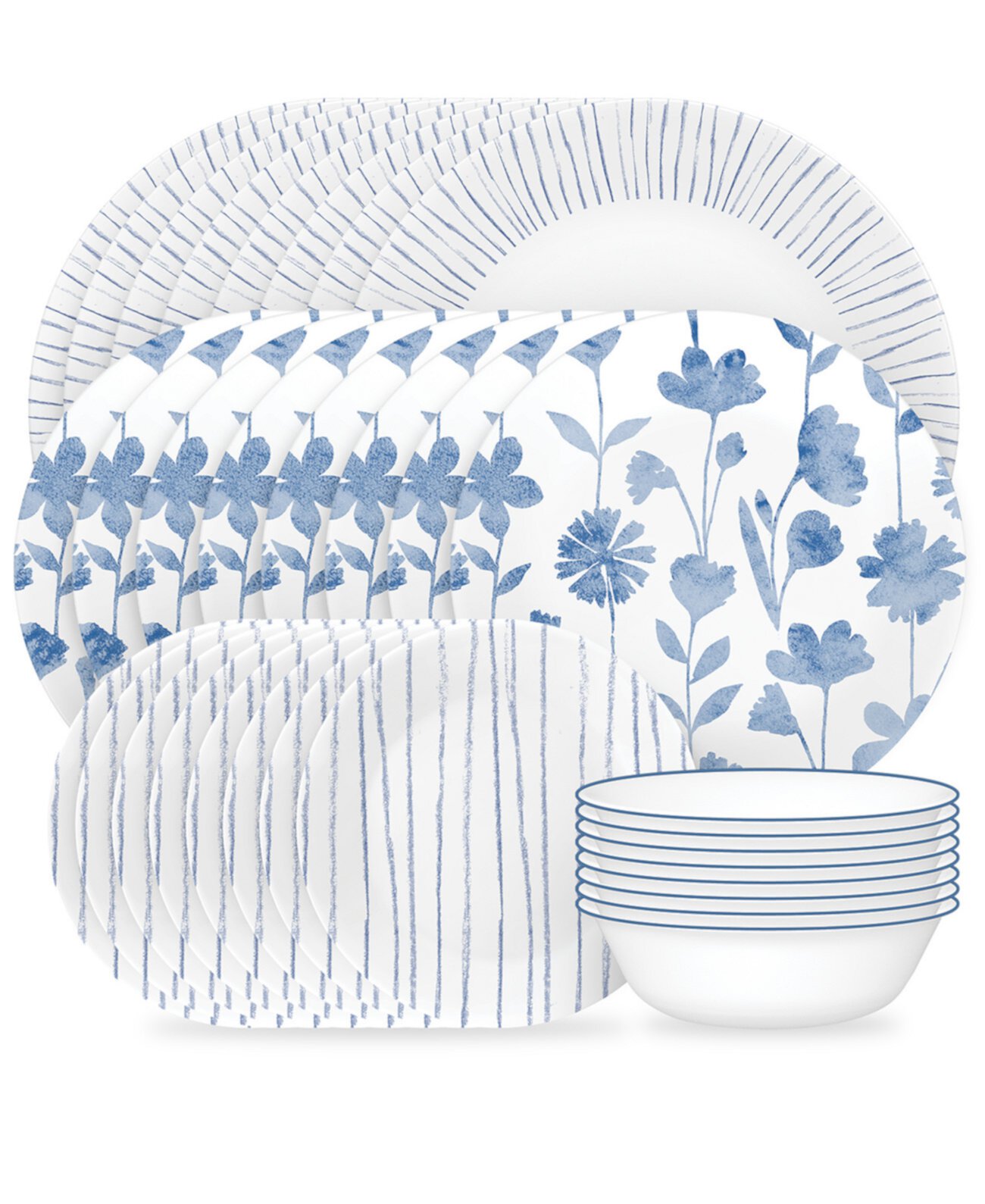 Botanical Stripes 32 Pc. Dinnerware Set, Service for 8 Corelle