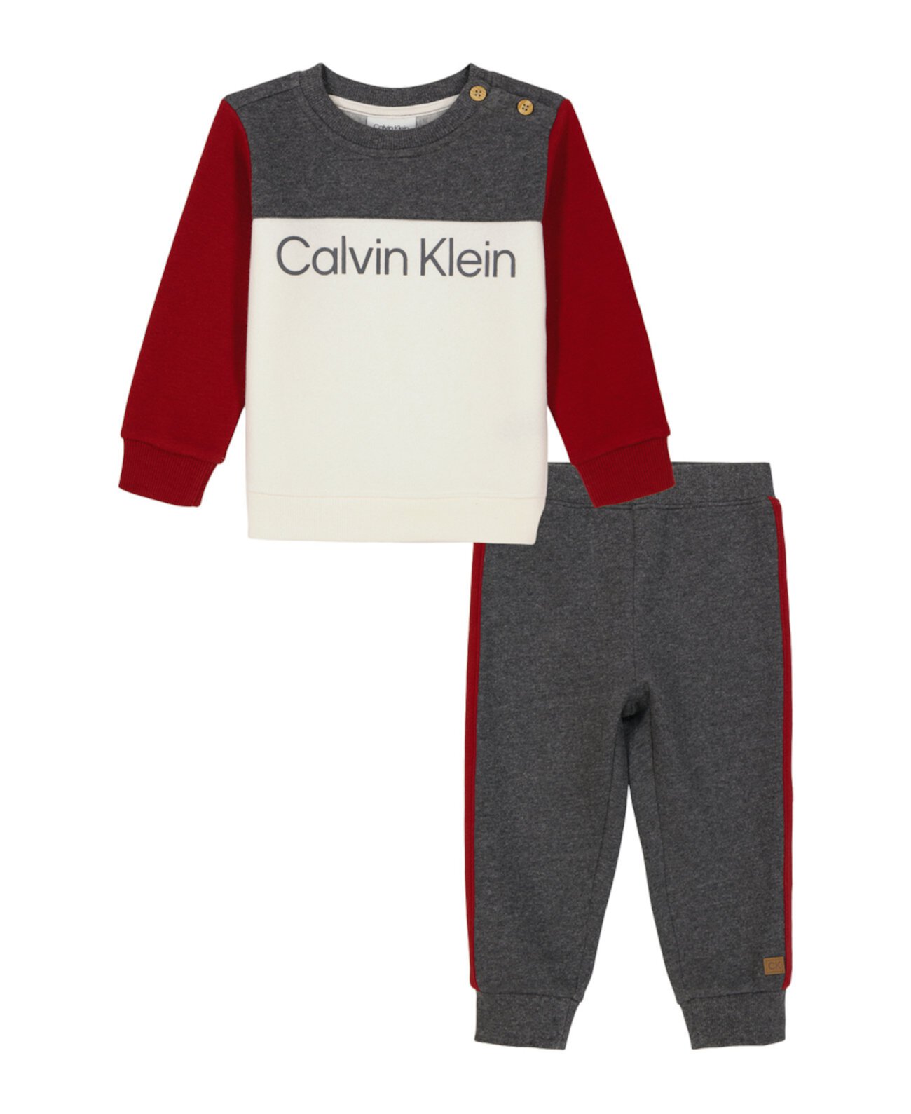 Мужской Комплект Одежды Calvin Klein Baby Boy Colorblock Fleece Sweatsuit, 2-Piece Set Calvin Klein