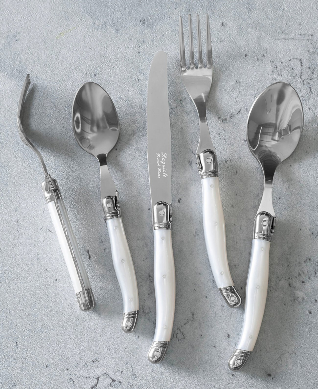 Laguiole Connoisseur 20-Piece Flatware Set with Gem Handles French Home