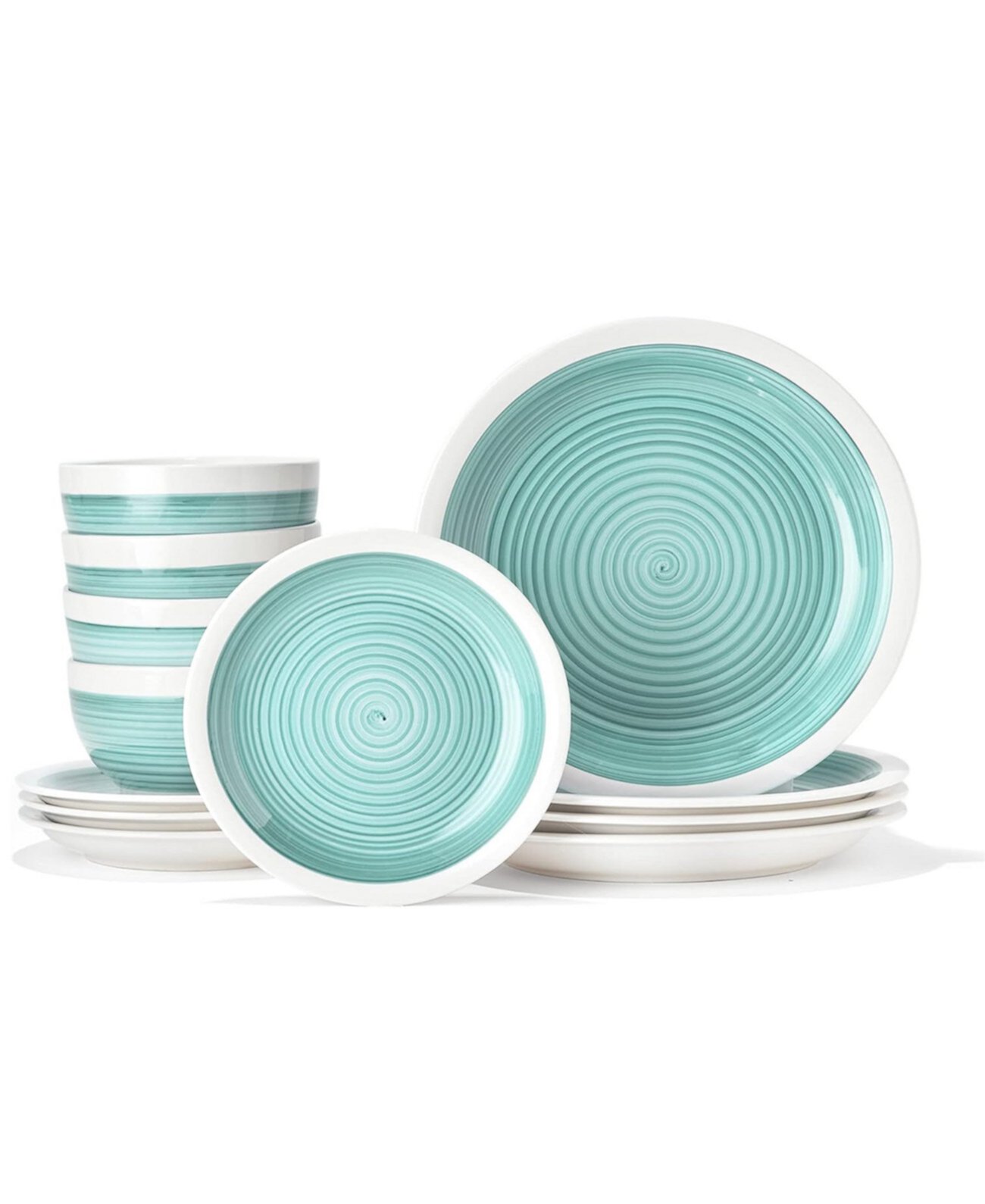 Spiral 12-Pc Dinnerware Set, Service for 4 American Atelier