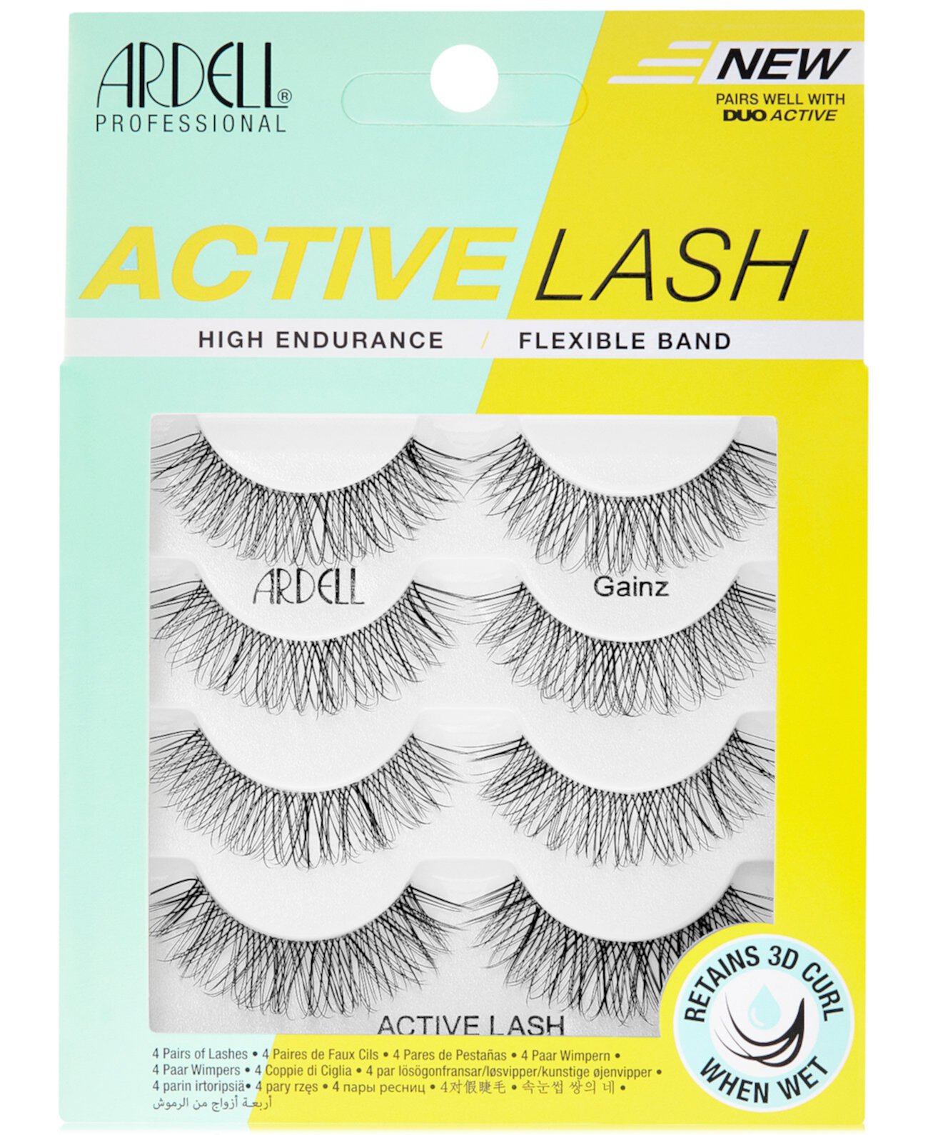 Ветвистые ресницы Active Lash - Gainz, 4 пары, объемные и водостойкие Ardell