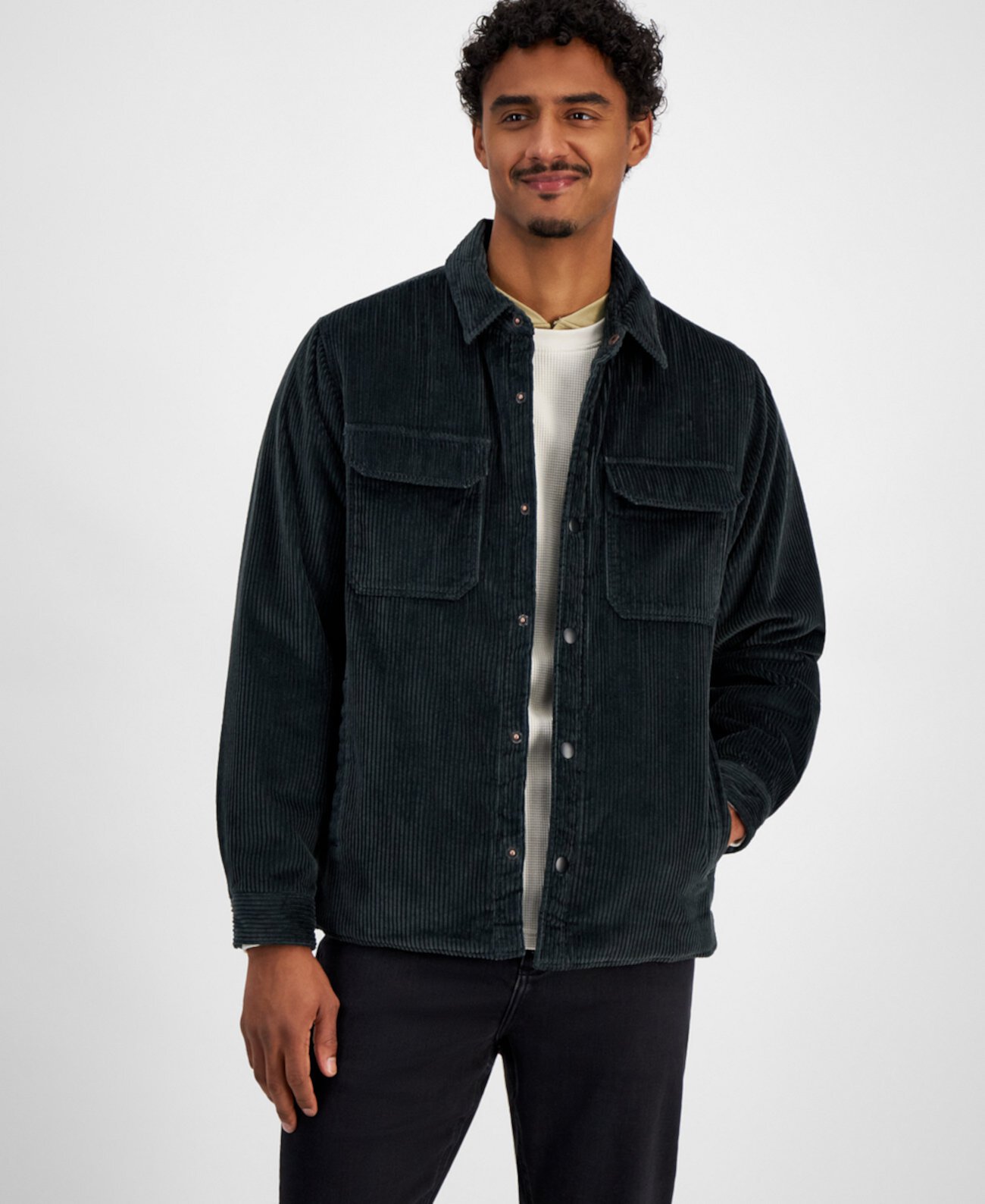 Men's Saul Long Sleeve Snap-Front Corduroy Shirt Jacket, Created for Macy's Sun & Stone