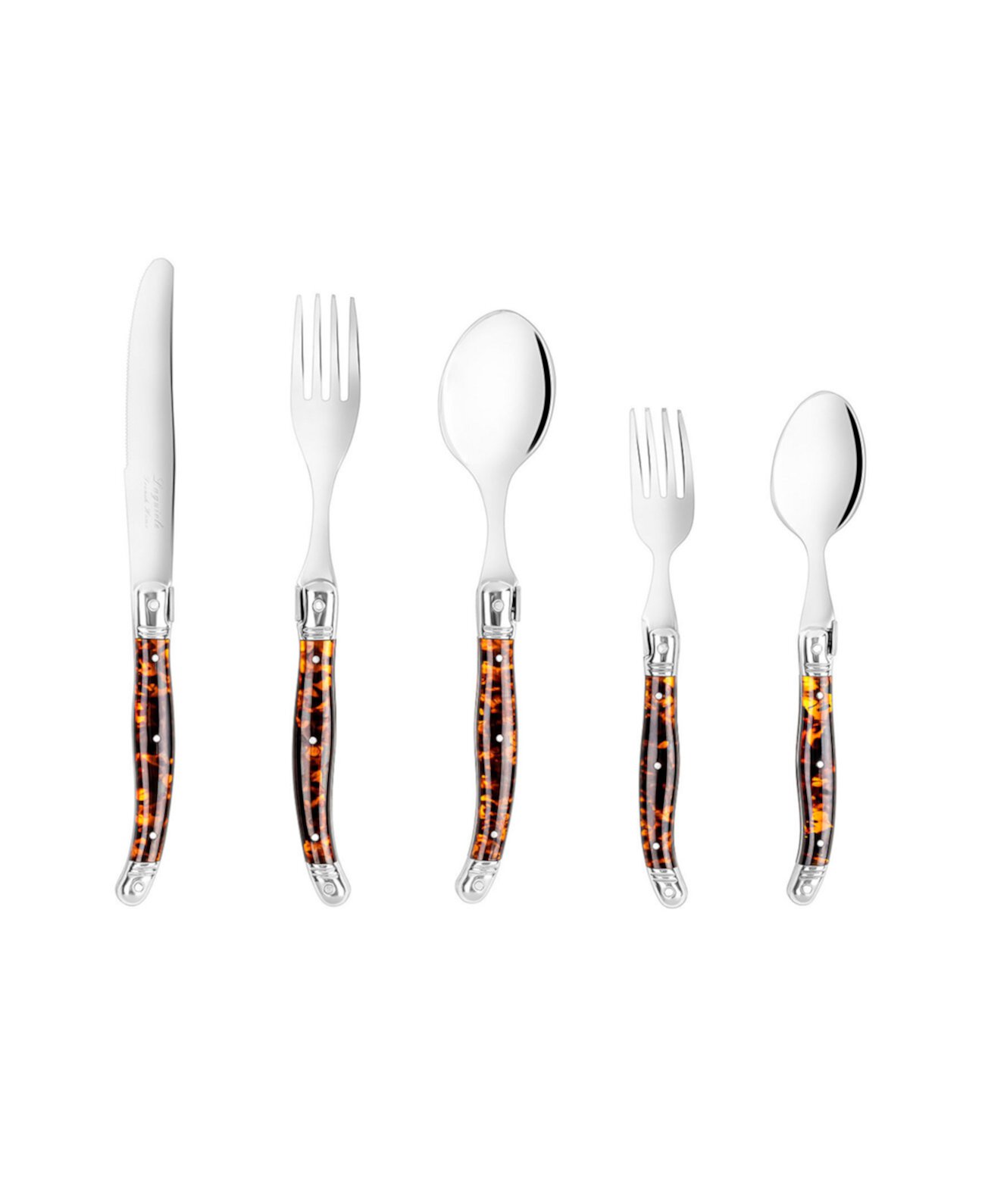 Laguiole Connoisseur 20-Piece Flatware Set with Tortoise Handles French Home