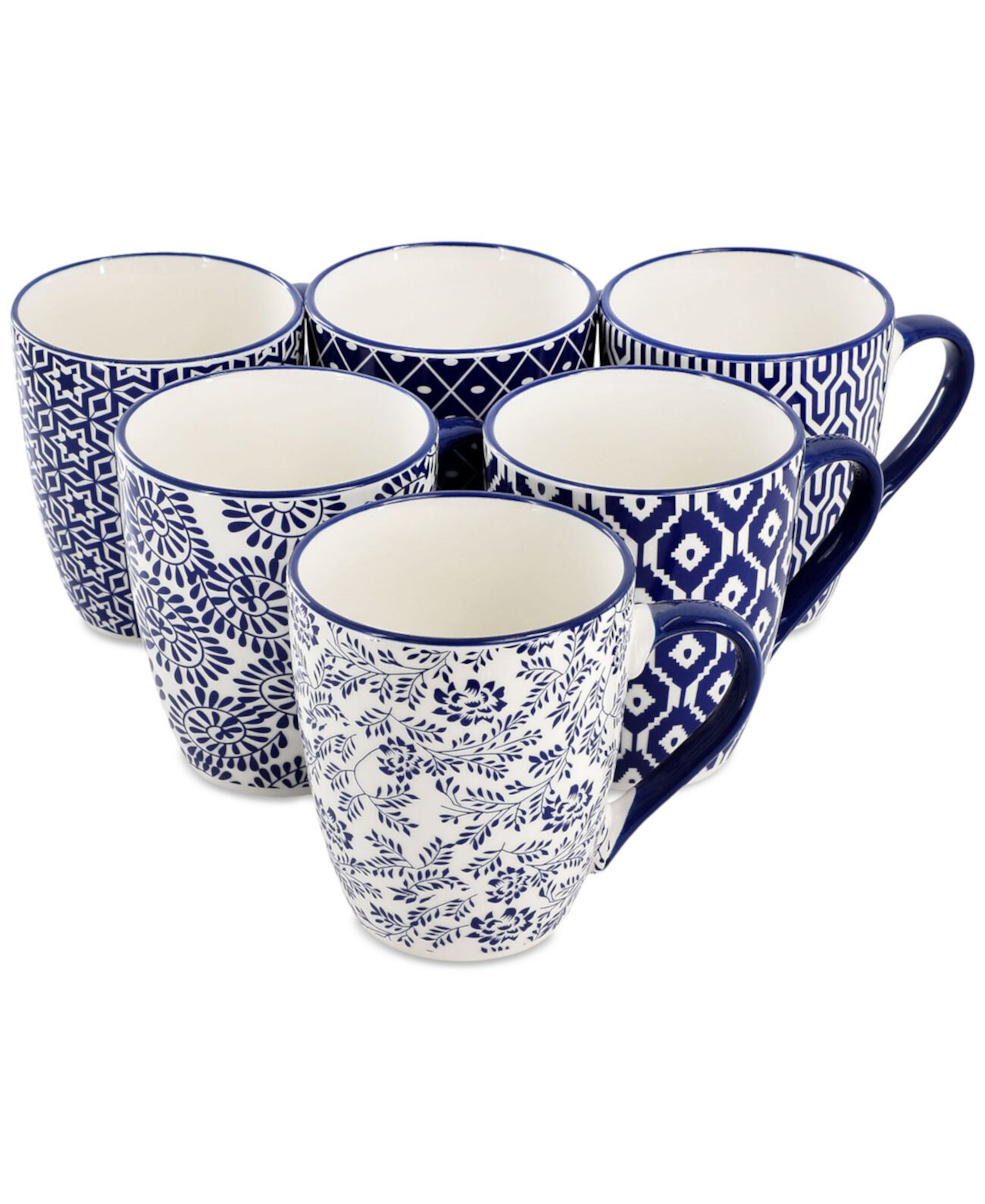 Stoneware Assorted Mugs, Set of 6 Elama