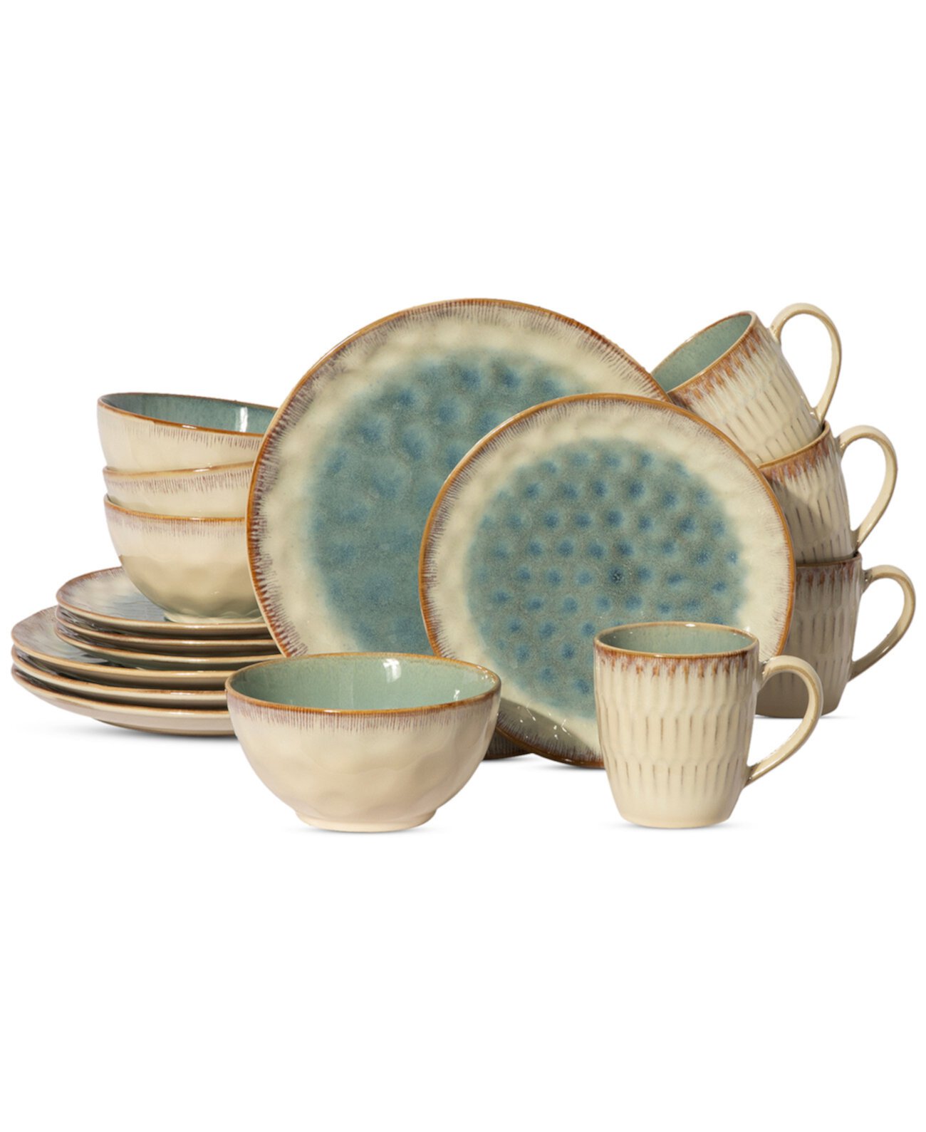 Leann Round Textured 16 Pc. Dinnerware Set, Service for 4 Elama