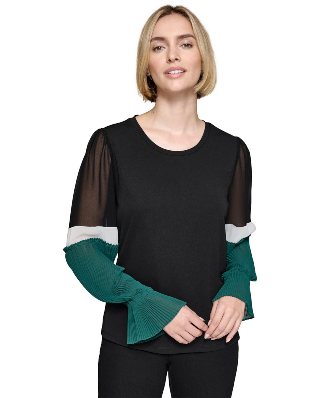 Женская Блузка Karl Lagerfeld Paris Colorblocked-Sleeve Karl Lagerfeld Paris