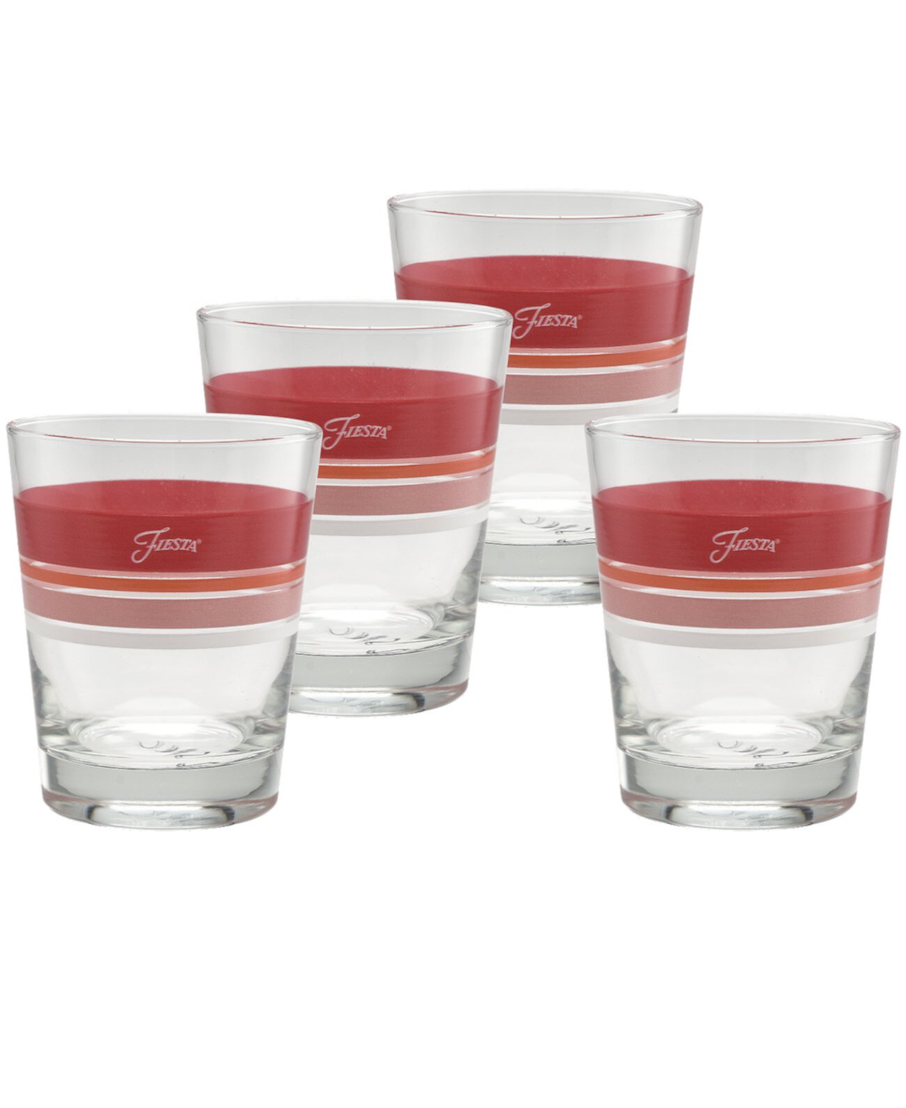 Sunset Horizon Edgeline Double Old-Fashioned Glass, Set of 4 FIESTA