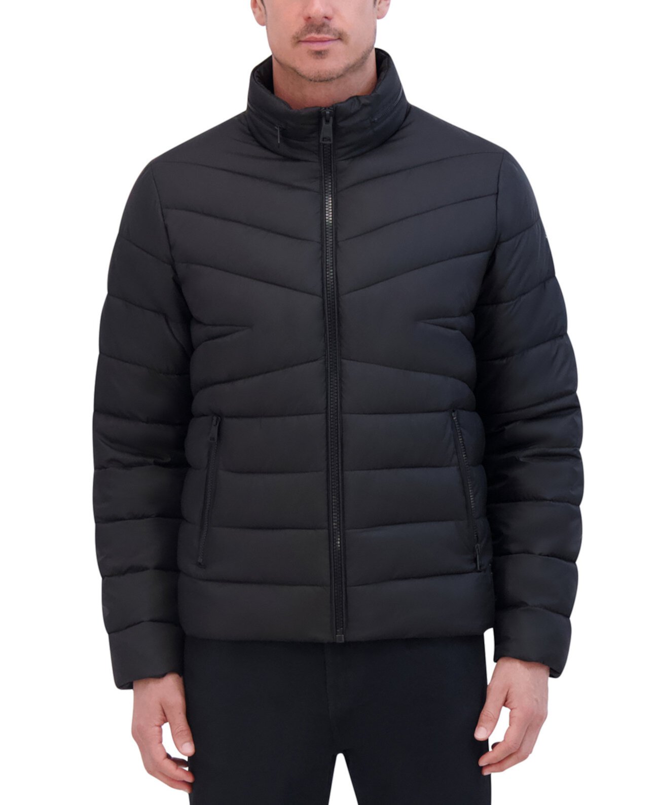 Men's Quilted Lightweight Hooded Zip-Front Puffer Jacket Kenneth Cole